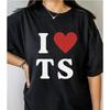 I Love TS Heart Graphic TShirt Unisex Women Retro Letter Print Oversized Short Sleeve Tee Fan Gift Casual Cotton Unisex Tshirt
