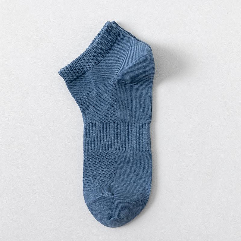 

Мужские тонкие носки из чистого хлопка, впитывающие пот, короткие, сетчатые, антибактериальные, дезодорирующие, дышащие, черные, в стиле весна-осень 1 pair серый/синий