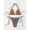 Cross-Border Leopard Print Wireless Swimsuit, Sexy Tie Side Bikini for Women KTY