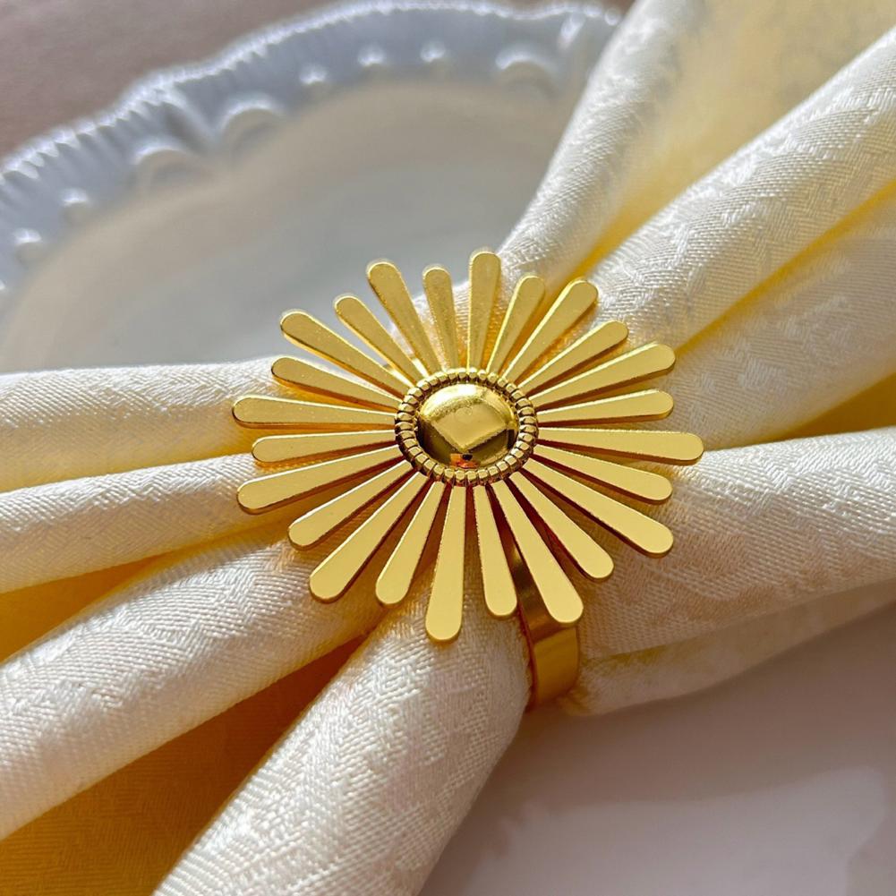 Metal Napkin Rings Napkin Ring Set Elegant Sunflower Napkin Rings for Dining Table Decor Wedding Birthday Party