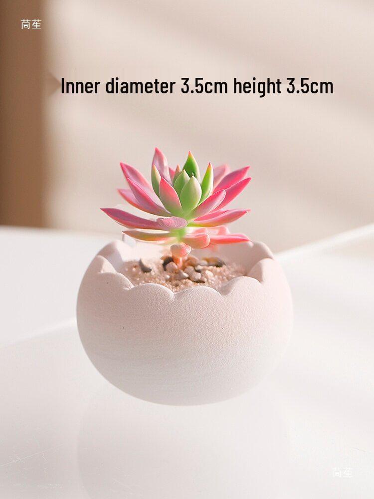 Handmade Ceramic Wave-Opening Succulent Pot for Desktop Decor