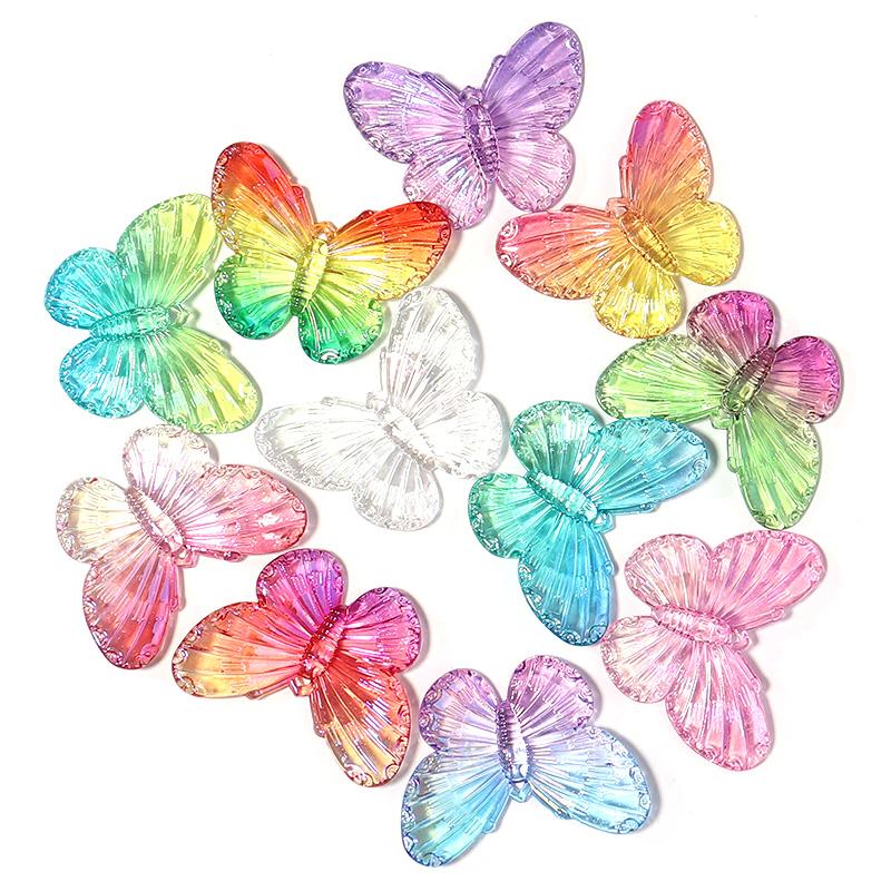 10-40pcs/lot Butterfly Acrylic Beads Gradient Color Loose Beads For Jewelry Making DIY Phone Case Handmade Gifts Accessories