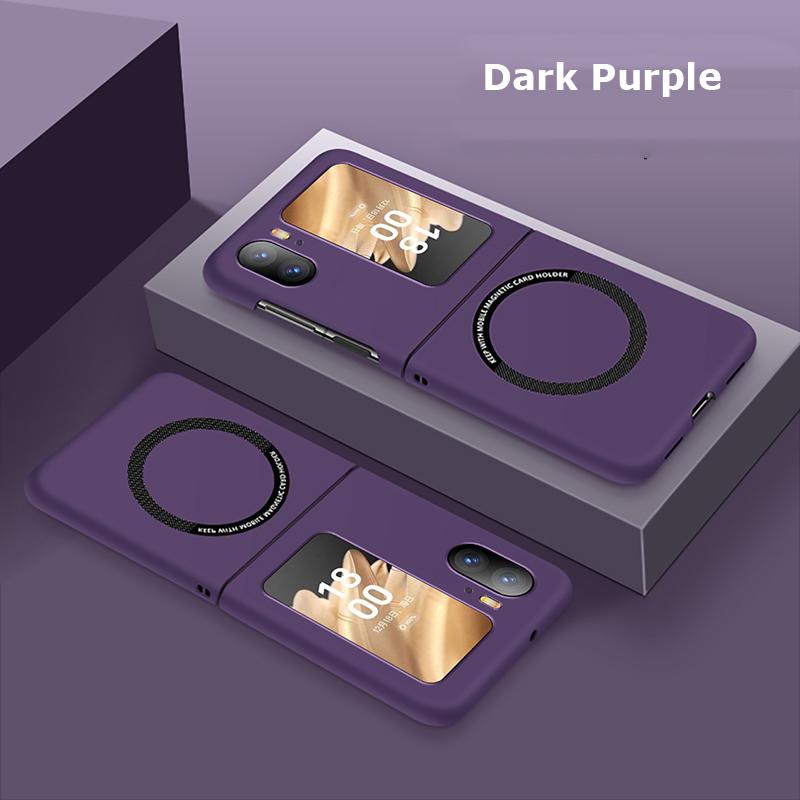 

Матовый магнитный чехол для ПК с защитой от отпечатков пальцев для Oppo Find N3 N2, флип-адсорбционный противоударный чехол для автомобиля, задняя крышка Find N2 Flip темно-фиолетового