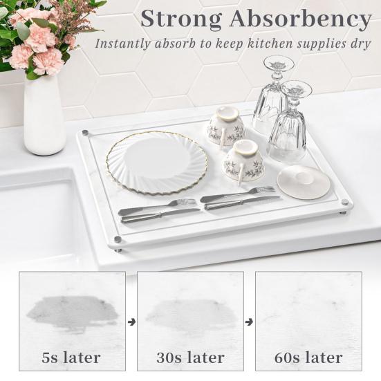Toiletries Storage Holder Quick-Drying Counter Mat with Non-Slip Stainless Steel Legs for Home Bathroom