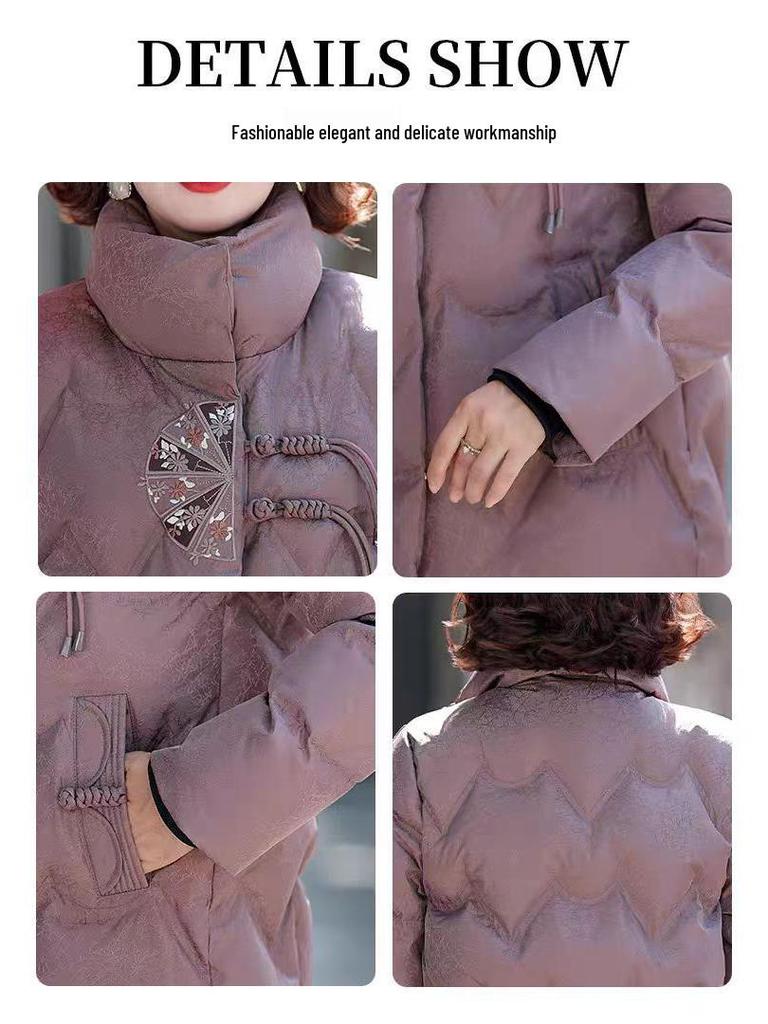 2025 Fashionable Short Winter Cotton Down Jacket for Middle-aged & Elderly Women, Warm Mom's Outerwear
