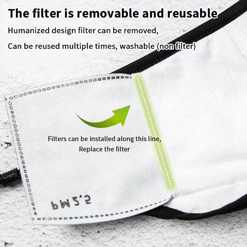 Anti-förorenings Pm2.5 Dammasker Tvättbara Och Återanvändbara Pluggbara Packning Bomull Unisex Rese Ppe Masker Bekväma Och Andningsbara