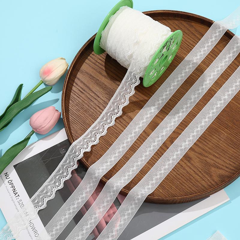 WH10228 High Quality Wholesale 2.2 CM Soft Stretch Lace Trim Lot Stock Colorful Elastic Lace Trim Elastic Lace белый