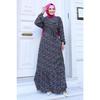 Ruffle Detailed Floral Viscose Dress Tsd240614 Black
