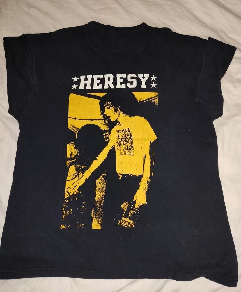 Vtg Heresy Band In Concert Heavy Cotton Black T Shirt All Size For Men SE806 Unisex T-Shirt XXXL