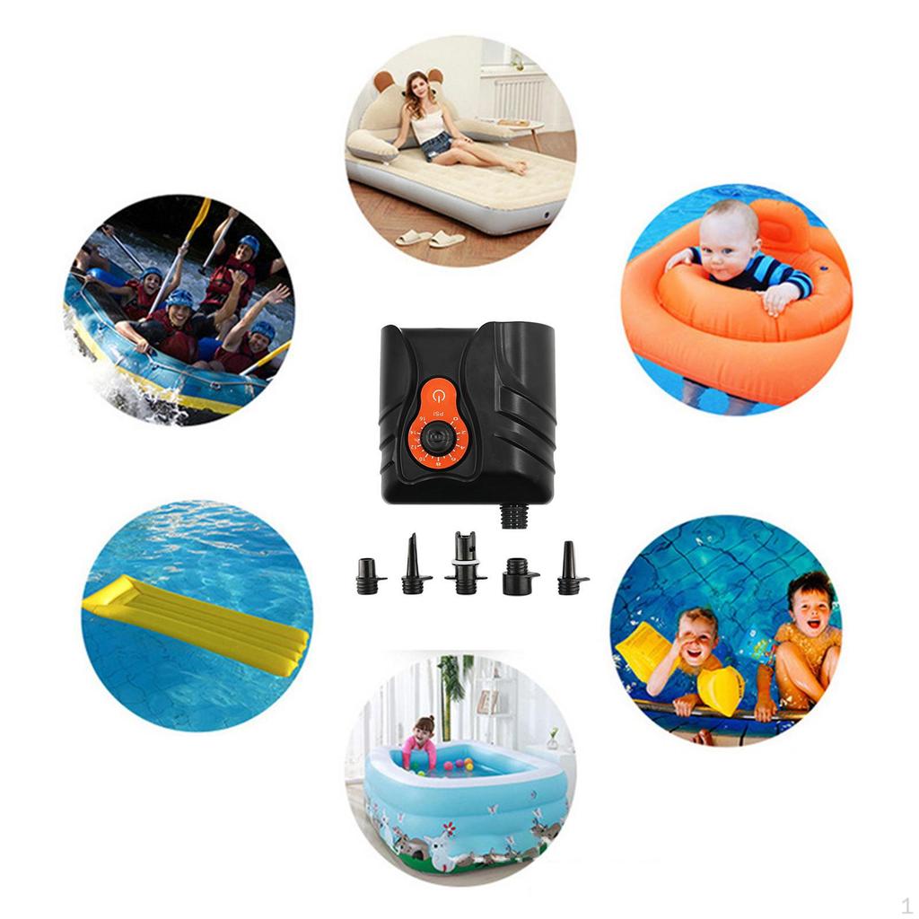 Portable Electric Air Pump 12V 16PSI Paddle Board Inflator with 6 Adapters Inflatables Toys Boat