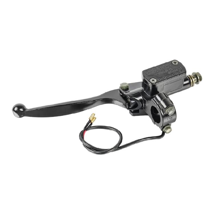 Black Motorcycle Brake Pump Assembly, 160 mm Lever, 22 mm Handlebar Mount, Aluminum Service Part for Repair Shops