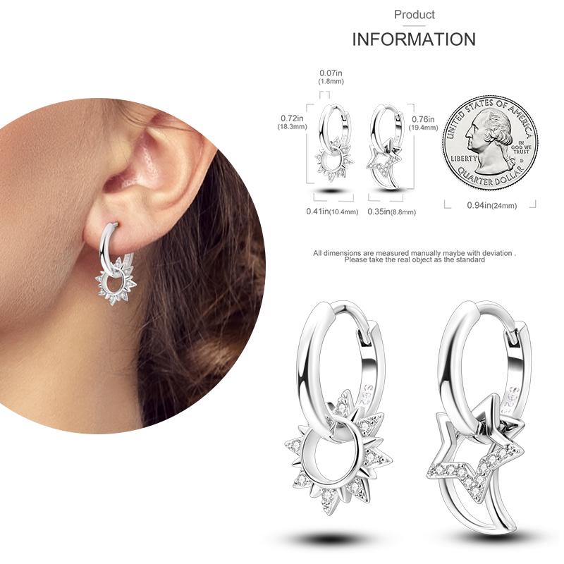 NEW Round Original CZ Hoop Earrings Heart U Shape Moon Star Unicorn Earring for Women Party Engagement Jewelry Gift