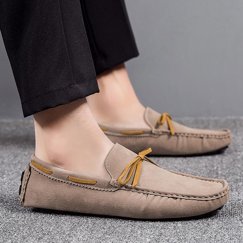 Damen Komfort Flats Casual Slip on Herren Mokassins Loafer Fahrschuhe Unisex Übergröße Wildlederschuhe Grün