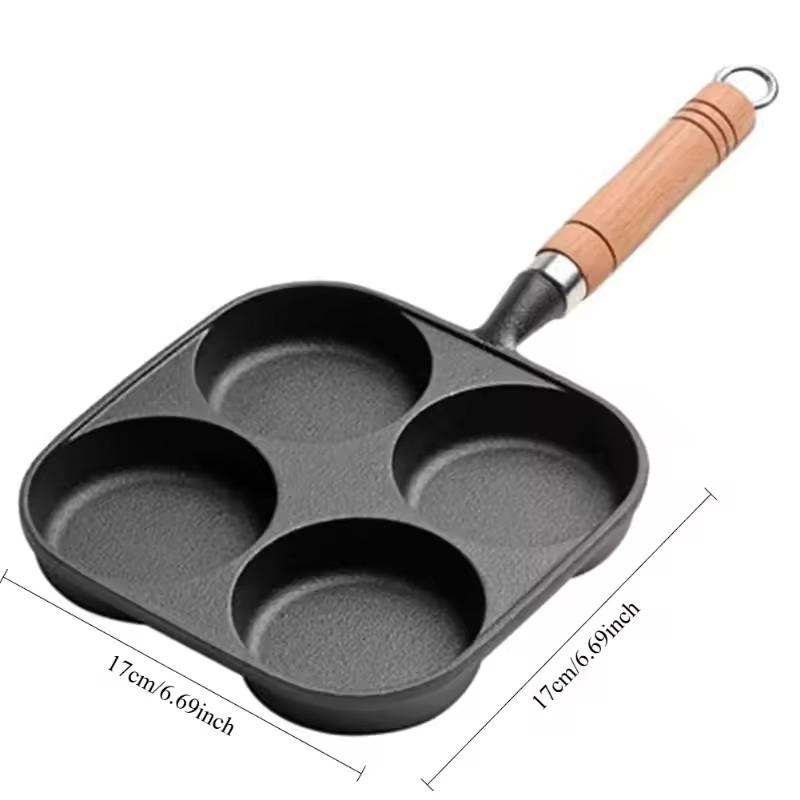 

4-Hole Cast Iron Egg Frying Pan Nonstick Breakfast Burger Ham Cooking Pot Steak Pancake Pans Omelet Pan Suitable for Gas Stove default