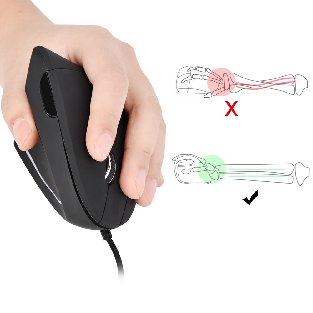 USB Wired Left Hand Vertical Mouse Ergonomic Gaming Mouse Wrist Healthy Mouse