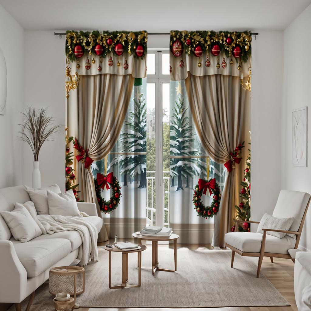 2 Pieces HD Digital Yellow Tie Fashion Gold Leaf Curtains Home Decorating Style Decorating Living Room Bedroom Rodding Curtain E