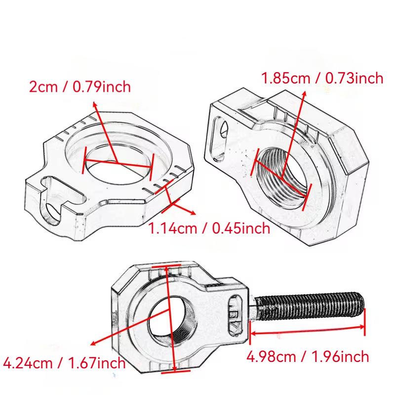 20mm CNC Rear Axle Sliders & Chain Adjuster for KTM 125-530 (2000-2023)
