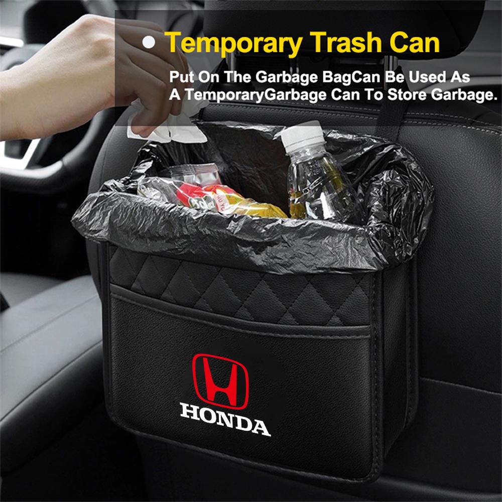 Leather Car Seat Back Tissue Water Cup Holder Storage Bag Phone Pocket For Honda Jazz Avancier Crv Accord Civic City Mugen Power