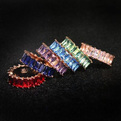 925 Silver Luxury Cubic Zirconia Rings For Women Fashion Red Blue Copper Plated Rings Zircon Statement Wholesale Bulk Jewelry