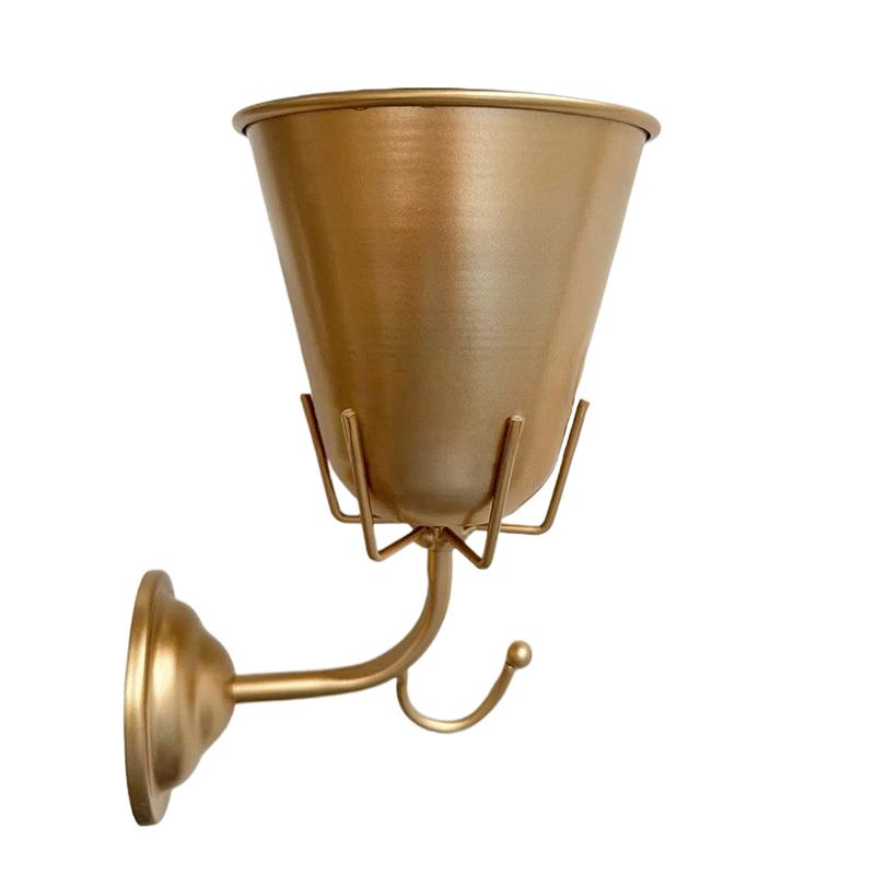 

Настенная металлическая ваза-контейнер, подвесной держатель для цветочного горшка с крючками, многофункциональный бытовой подвесной органайзер золотой