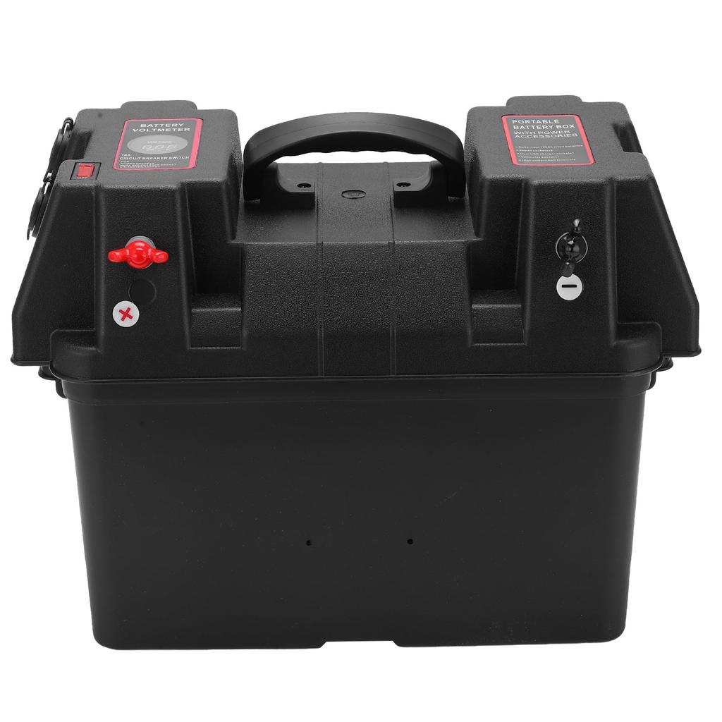 Motor Backup Battery Box Power Center Portable Marine Accessary with Voltmeter for Car RV Yacht Ship 12V