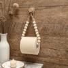 Farmhouse Decor Wooden Toilet Paper Holder Boho Rustic Tissue Rack Easy Instal Punch-Free Roll Paper Dispenser Bathroom