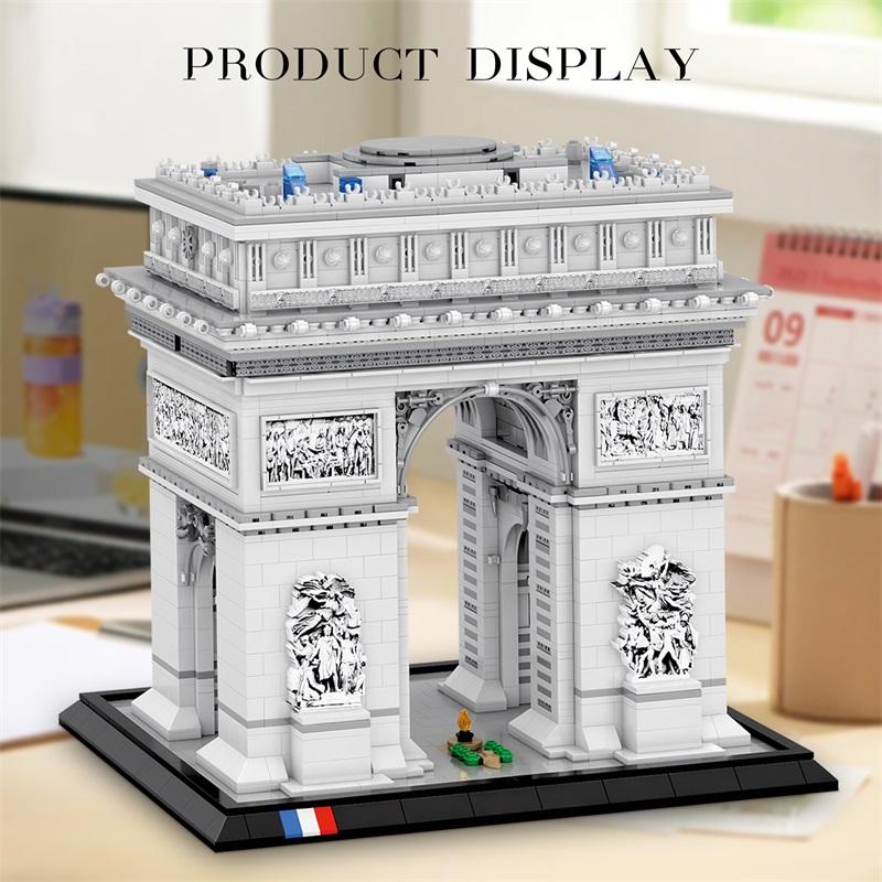 Non-Toxic 3381Pcs Arc De Triomphe Model Building Blocks Paris Landmark Building Bricks Desktop Decoration Diy Toys For Kids Holiday Gifts
