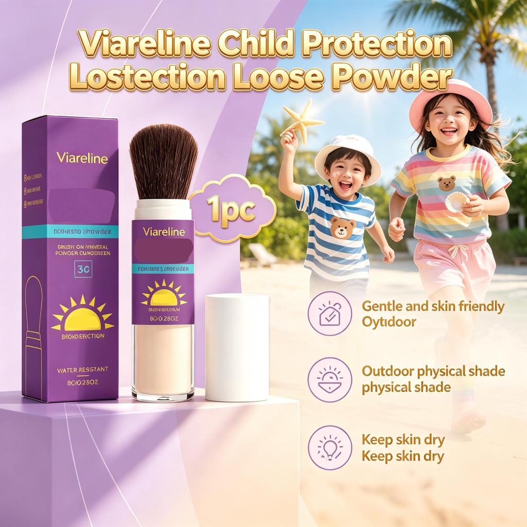 Viareline children's protective Loose Powder is gentle and skin-friendly, outdoor physical shade keeps the skin dry 1pc