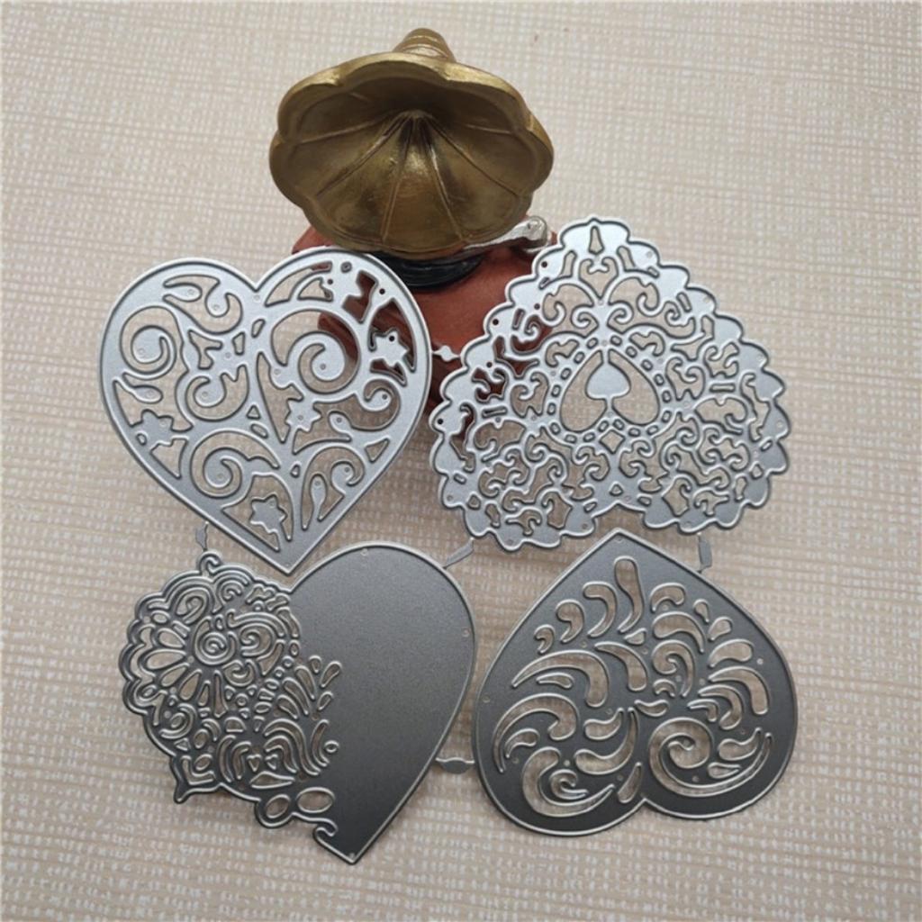 1 Set Metal Love Shape Cutting Dies Wedding Hollow Flower Pattern Heart Die Cuts for Card Making Stencil Embossing Scrapbooking