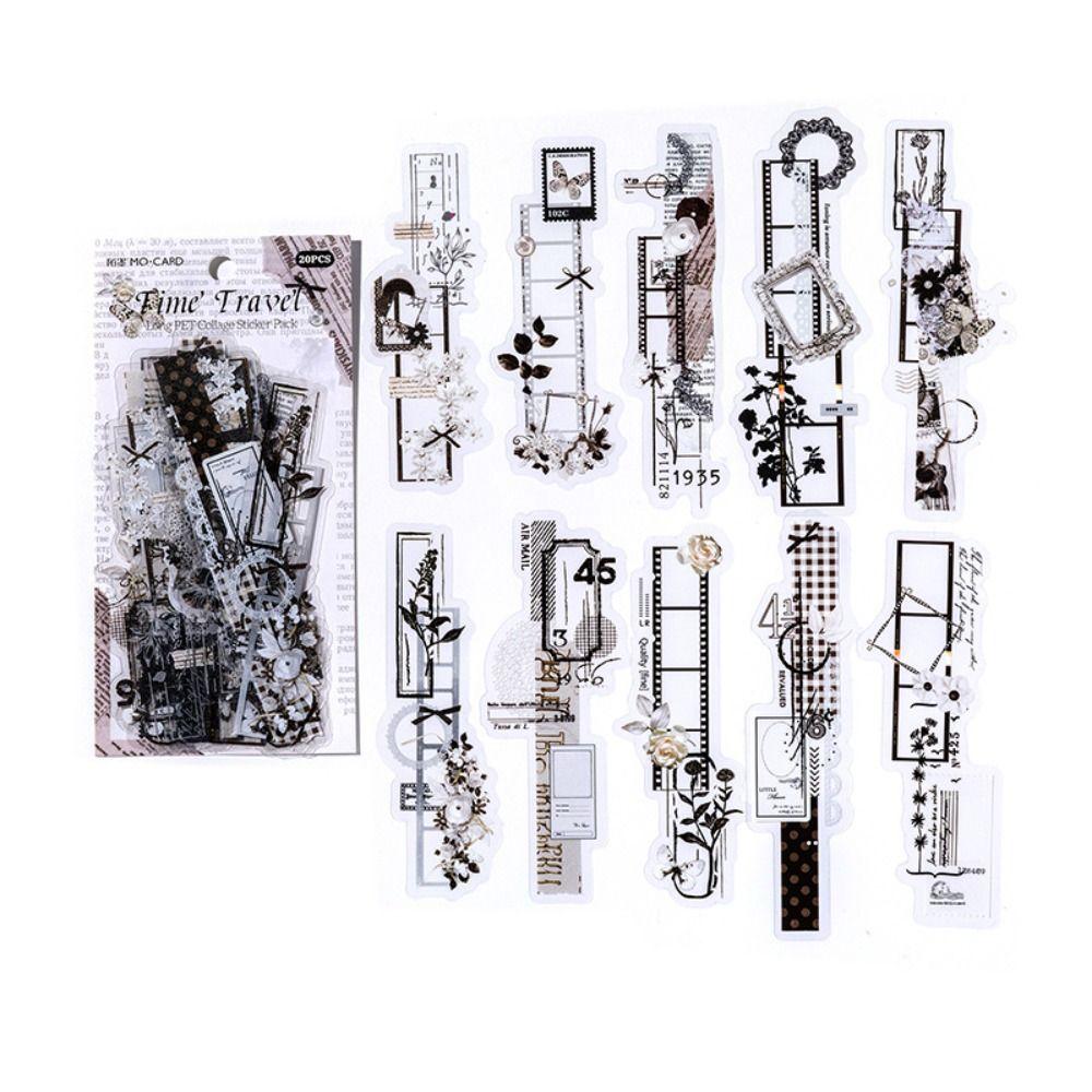 20PCS Flowers Scrapbooking Decor PET DIY Handmade Vintage Diary Album Decor