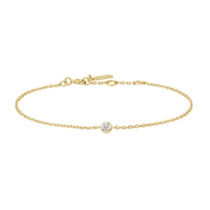 Gold Sparkle Bezel 925 Silver Bracelet B062-01G.