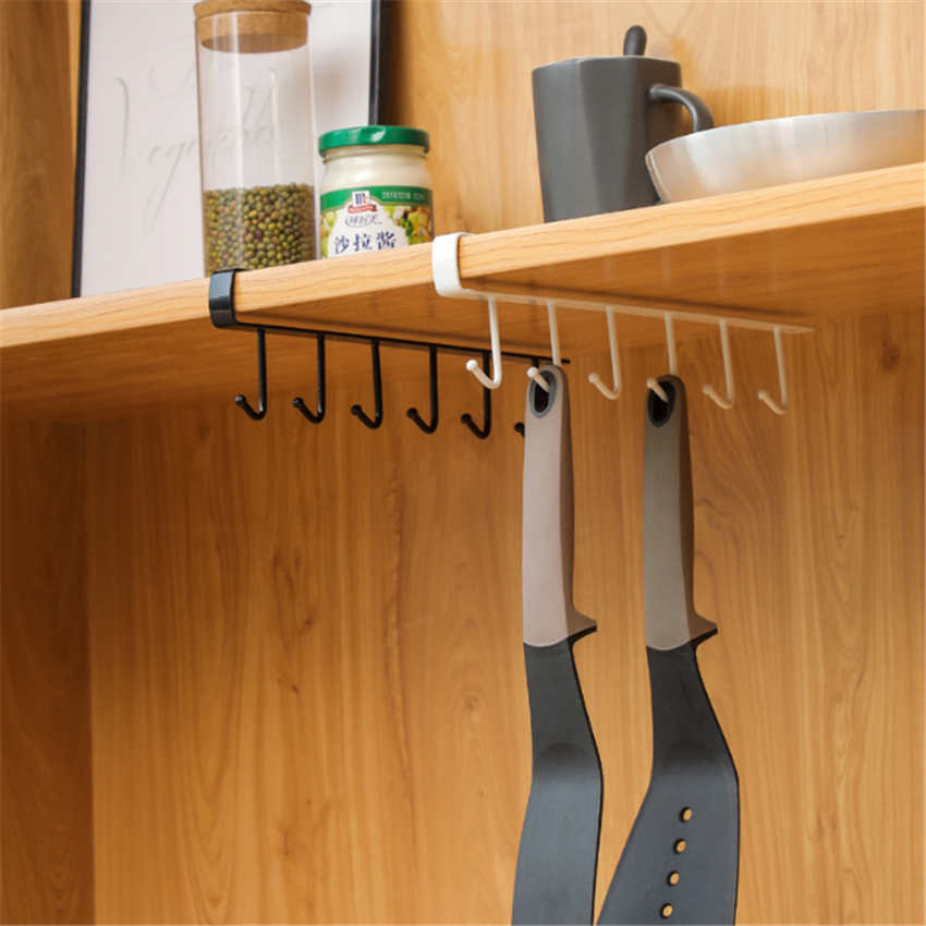 Kitchen Iron Art Seamless Nail Free Hook Cabinet Storage Rack
