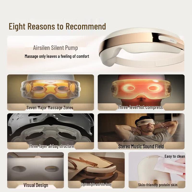 SKG E3-3 Foldable Eye Massager with Heat & Bluetooth Music CN plug (adapter included)
