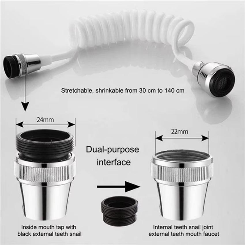 1 Pcs Diffuser Faucet Swivel End Faucet Nozzle Water Saving Tap Phone Line Sprinkler Kitchen Home 360 Degree Rotate Dual Use