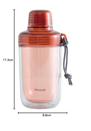 The-peacock Clear Bottle 340ml Brick Water Bottle Lightweight Shaker PPB-35 XR