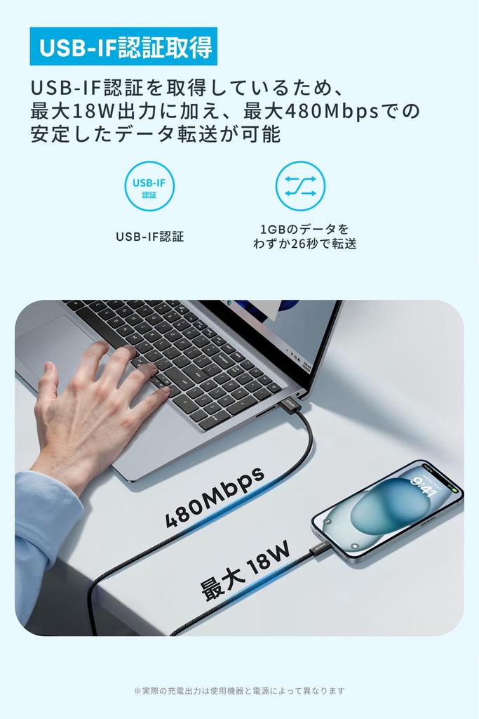 Anker Zolo Made with Durable Nylon Compatible with iPhone and Google Pixel USB-C & USB-A Cable, 1.0m, White, USB-IF Certified, Material, 17/16/15,