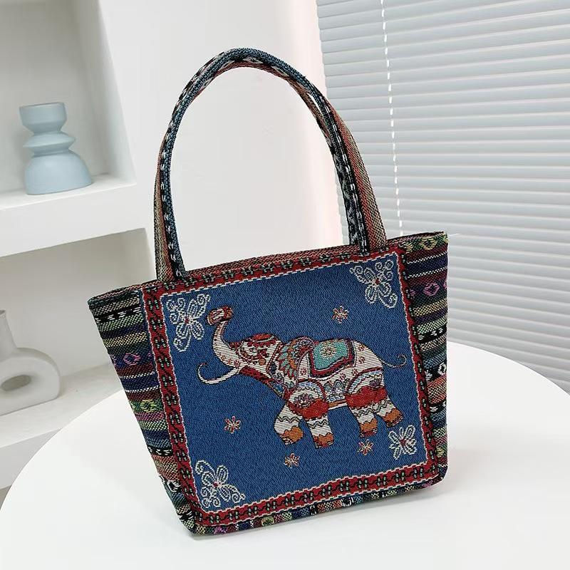 Embroidered Canvas Tote Bag - Chinese Style for University Women
