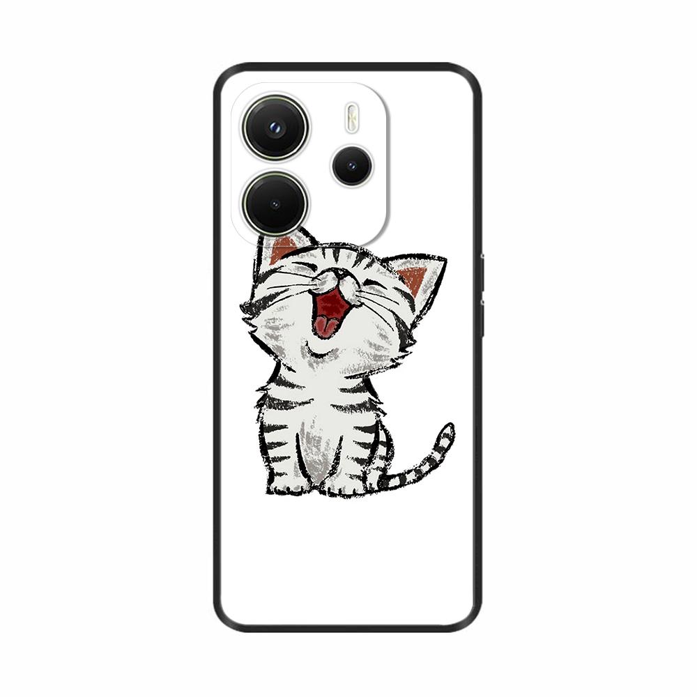 For Xiaomi Redmi Note 14 4G Case Luxury Painted Cover Black Silicone Phone Case For Redmi Note 14 Fundas note14 4G Soft Bumper