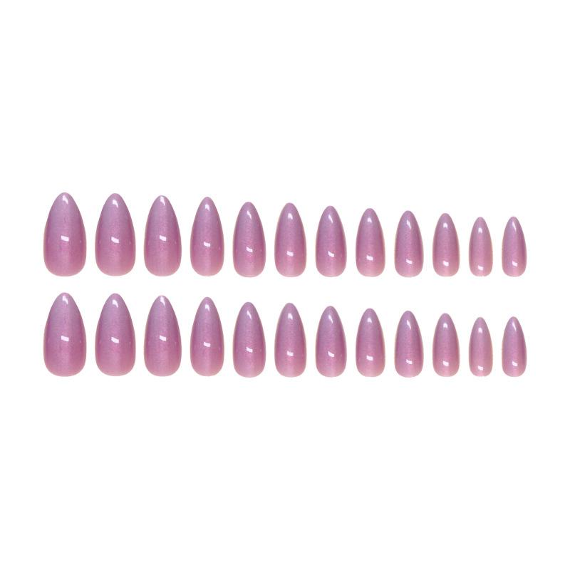 Fake Nails Wear Nail Fake Nails Solid Color Purple Red Fluorescence Detachable Nail Patch Nail Patch 24 Pieces