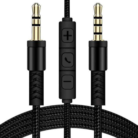 Audio Cable 1.2m Gold Plated Plug Volume Control 3.5mm Male to Male AUX Cord with Mic for Car Speaker