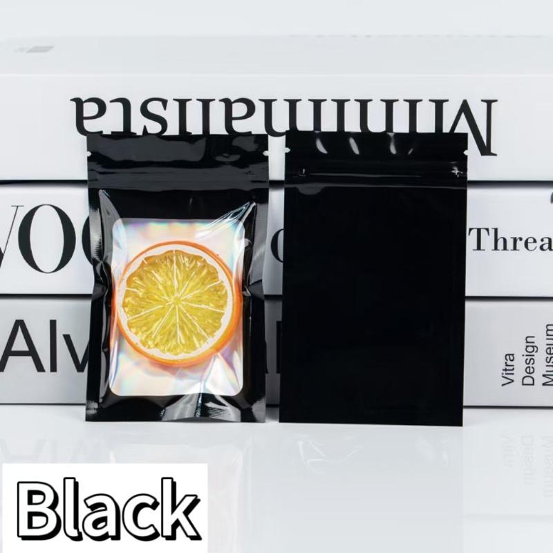 

Laser Plastic Aluminum Foil Bags Resealable Odor Proof Plastic Packaging Pouch Jewelry Retail Storage Pouch Gift Zip Lock Bag 50pcs&6x10cm чёрный