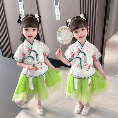 Hanfu Girl Chinese Style Cloth Summer Dress Antique Tang Suit Super Fairy Costume Dress Little Girl Mermaid Princess Skirt Undergarment