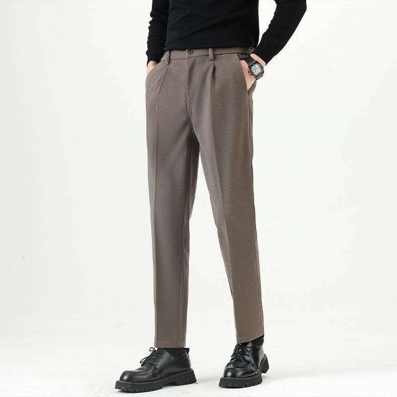 

2024 Осень и зима Новые шерстяные брюки мужские легкие роскошные брюки свободные прямые брюки повседневные брюки 40