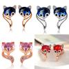 Fox Cubic Zirconia 925 Silver Stud Earrings Women Animal Jewelry Gifts A Pair