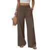 2026 Womens High-Waisted Wide-Leg Trousers Leopard Print Solid Color Casual Pants With Pockets Lightweight Stretchy