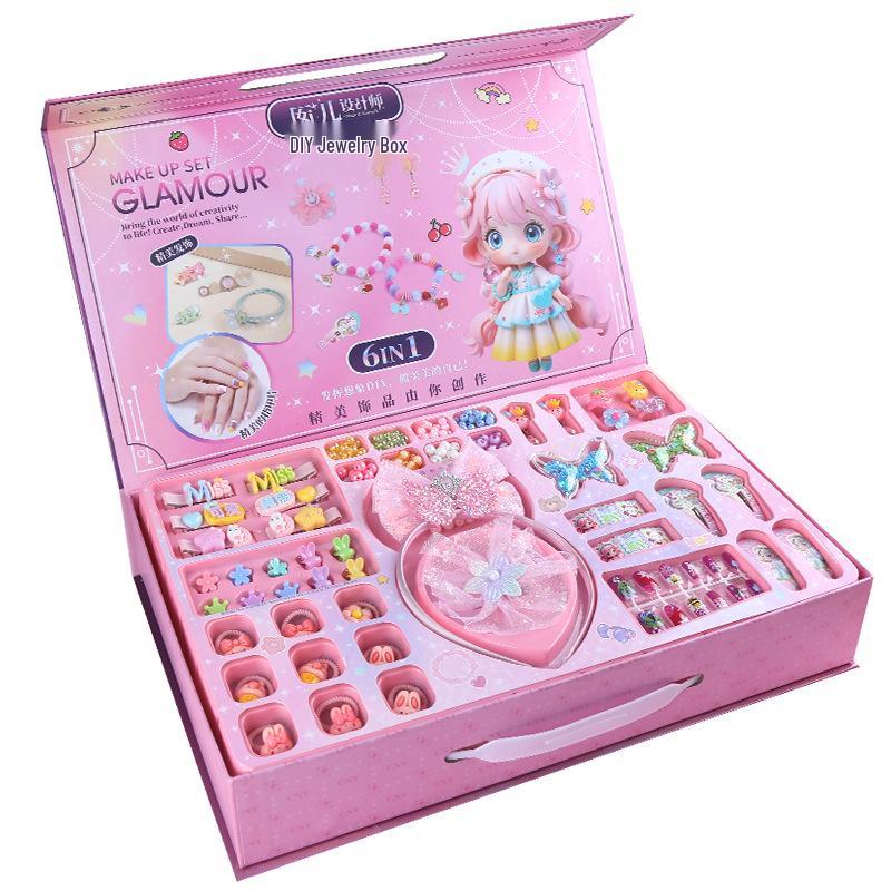 DIY Beaded Toy Jewelry Kit: Handmade Hair Accessories, Necklaces, Bracelets & Gift Box Set for Girls' Birthdays