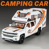 1/32 Chevrolet Silverado Recreational Vehicle RV Alloy Car Model Sound and Light Children's Toy Collectibles Birthday Gift