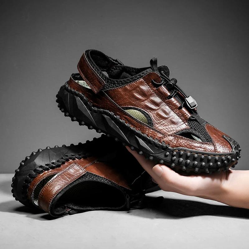 Men Sandals Genuine Leather Outdoor Summer Mens Causal Shoes Beach Sandals Man Fashion Casual Sneakers for Men
