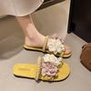 Fashion Beautiful Flower Toe Sandals and Slippers for Women in Summer 2025 New Style with Skirt Soft-soled Beach Flat Shoes