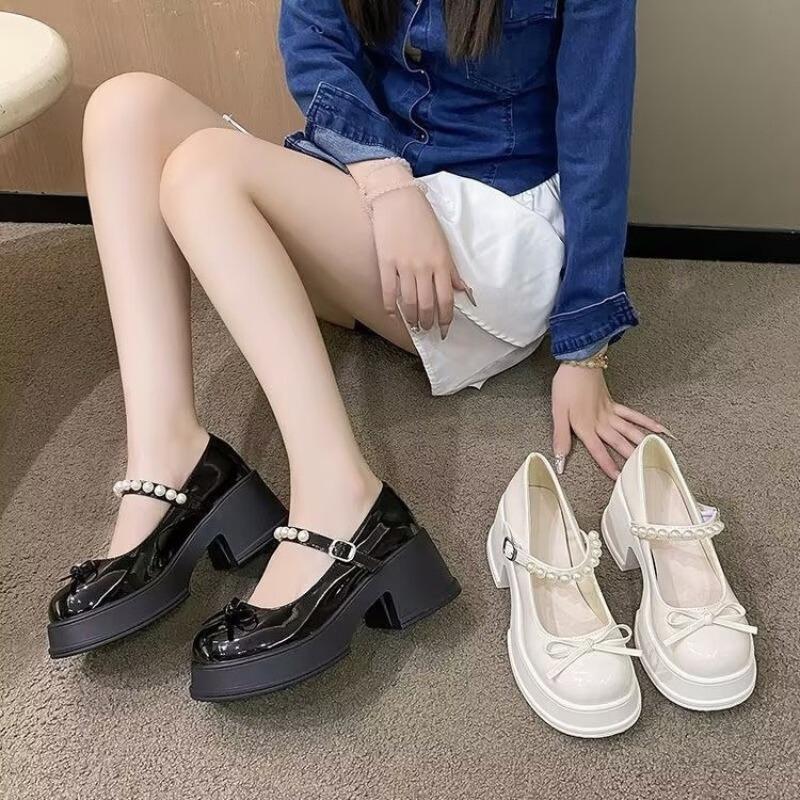 Women's Style Autumn Flat Mary Jane Shoes Preppy British Design Thick Sole Lulu Women Single Shoes Rubber Leather Lolita Shoes